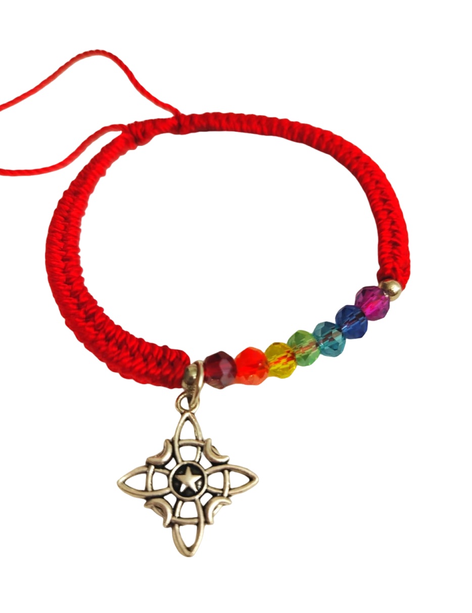 Pulsera Ajustable 7 Chakras con Dije Nudo de Bruja
